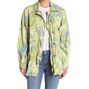 Free People Women's Lead The Way Lime Combo Camo Utility Jacket Size XS Gorpcore